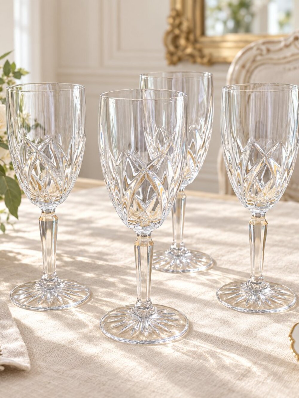 Waterford Marquis Brookside Crystal Water Wine Goblets Glasses Ireland Set of 4